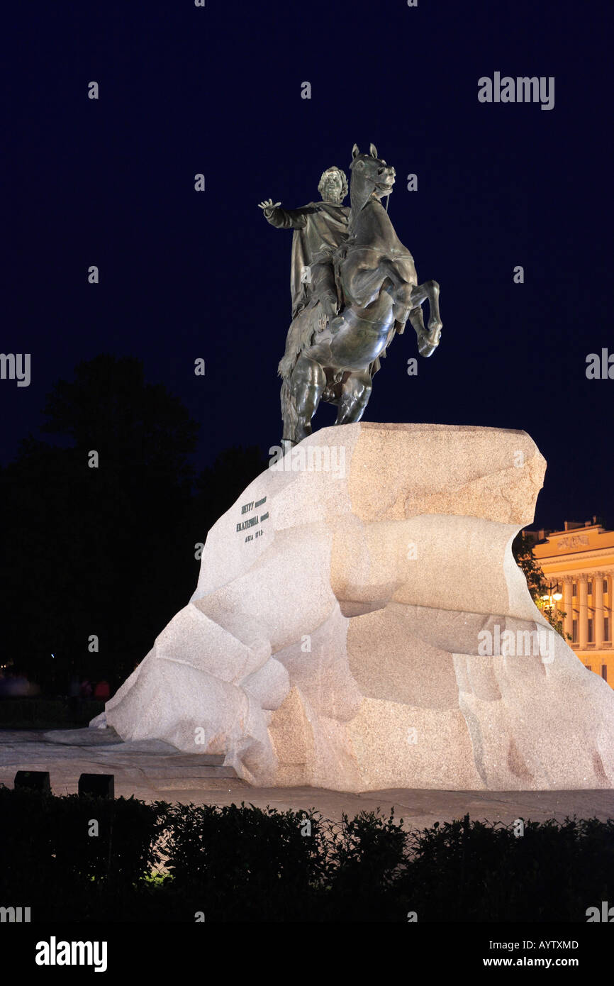 Monumento a tsar e imperatore Pietro I il Grande, "i cavalieri di bronzo", San Pietroburgo, Russia Foto Stock