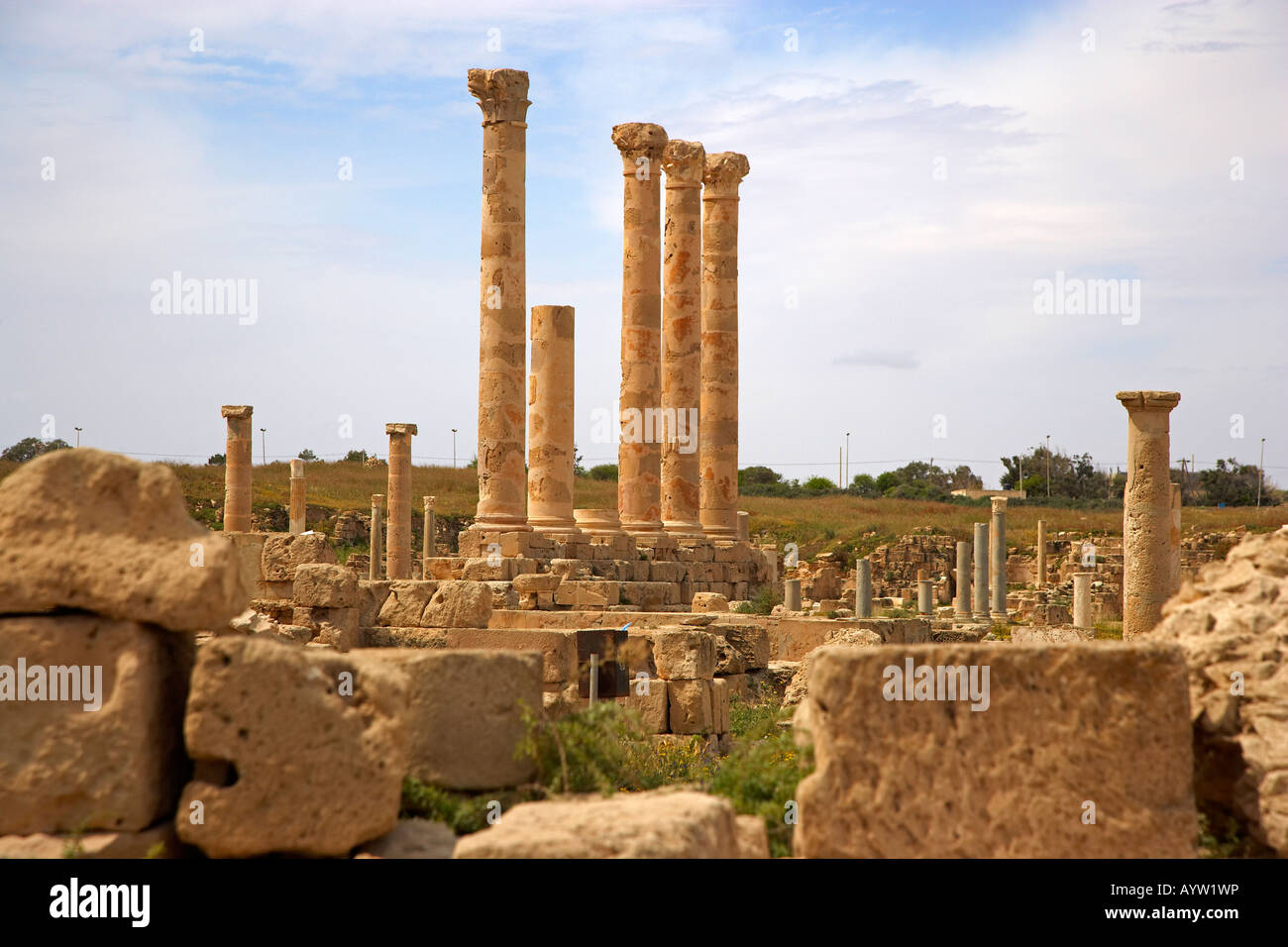 L antica città romana di Sabratha, Libia Foto Stock