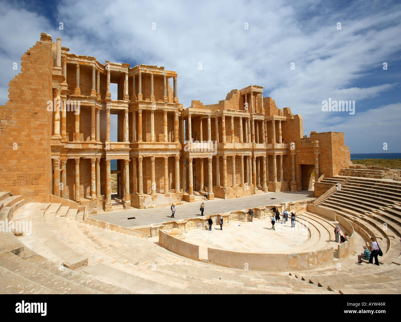 Teatro romano, Sabratha, Libia, Nord Africa Foto Stock