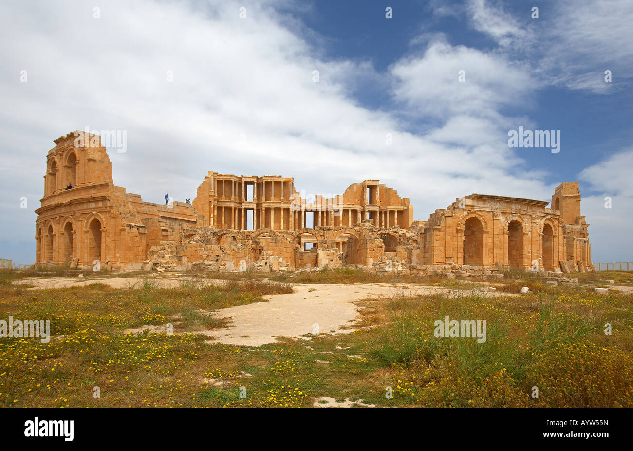 Teatro romano, Sabratha, Libia, Nord Africa Foto Stock