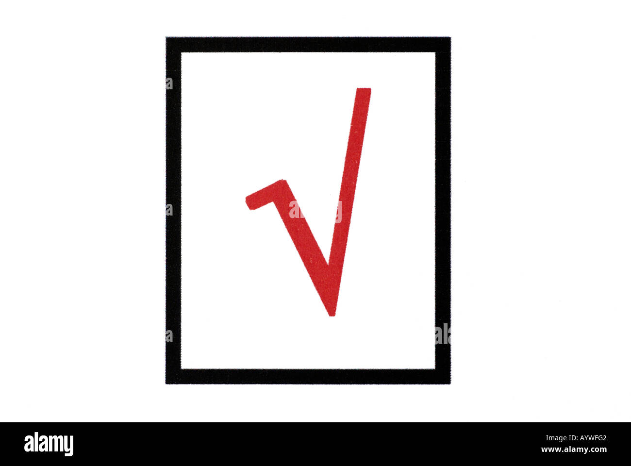 Segno di spunta rosso e segno di spunta Foto Stock