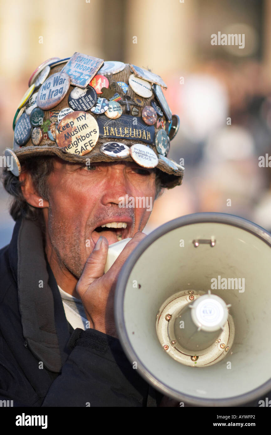 Brian Haw pace protester in London REGNO UNITO Foto Stock