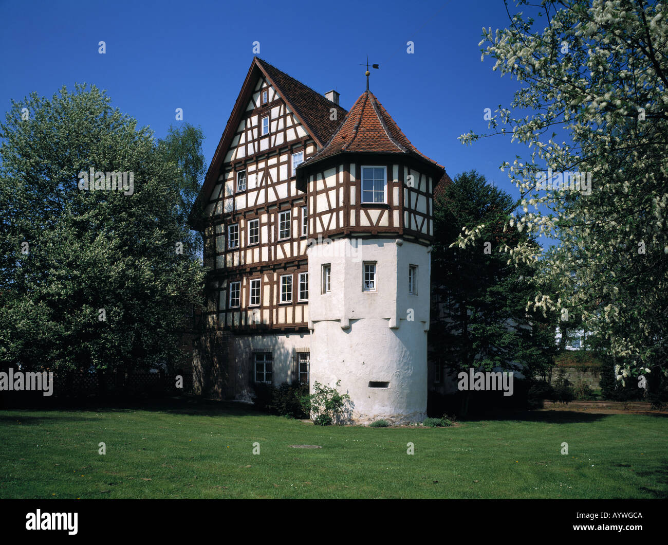 In Fachwerkschloss Sulzbach an der Murr, Naturpark Schwaebisch-Fraenkischer Wald, Schwaebischer Wald, Baden-Wuerttemberg Foto Stock