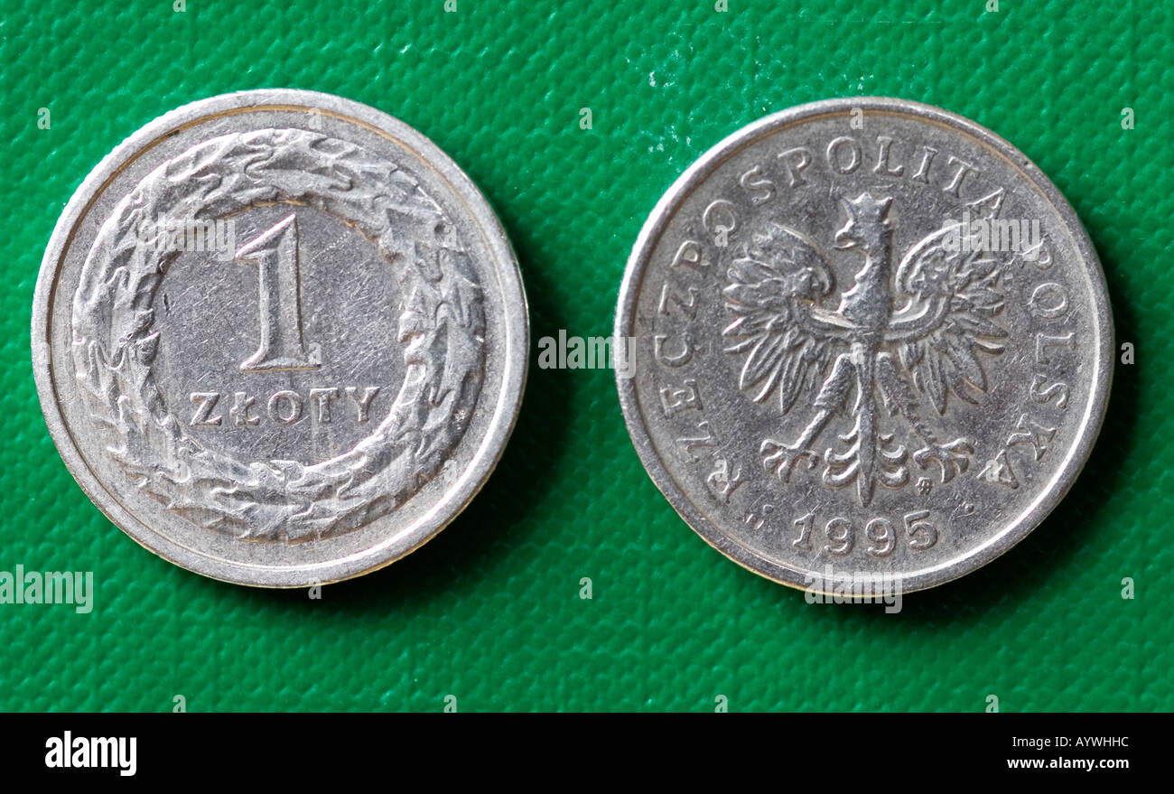 1 zloty polacco moneta Foto Stock