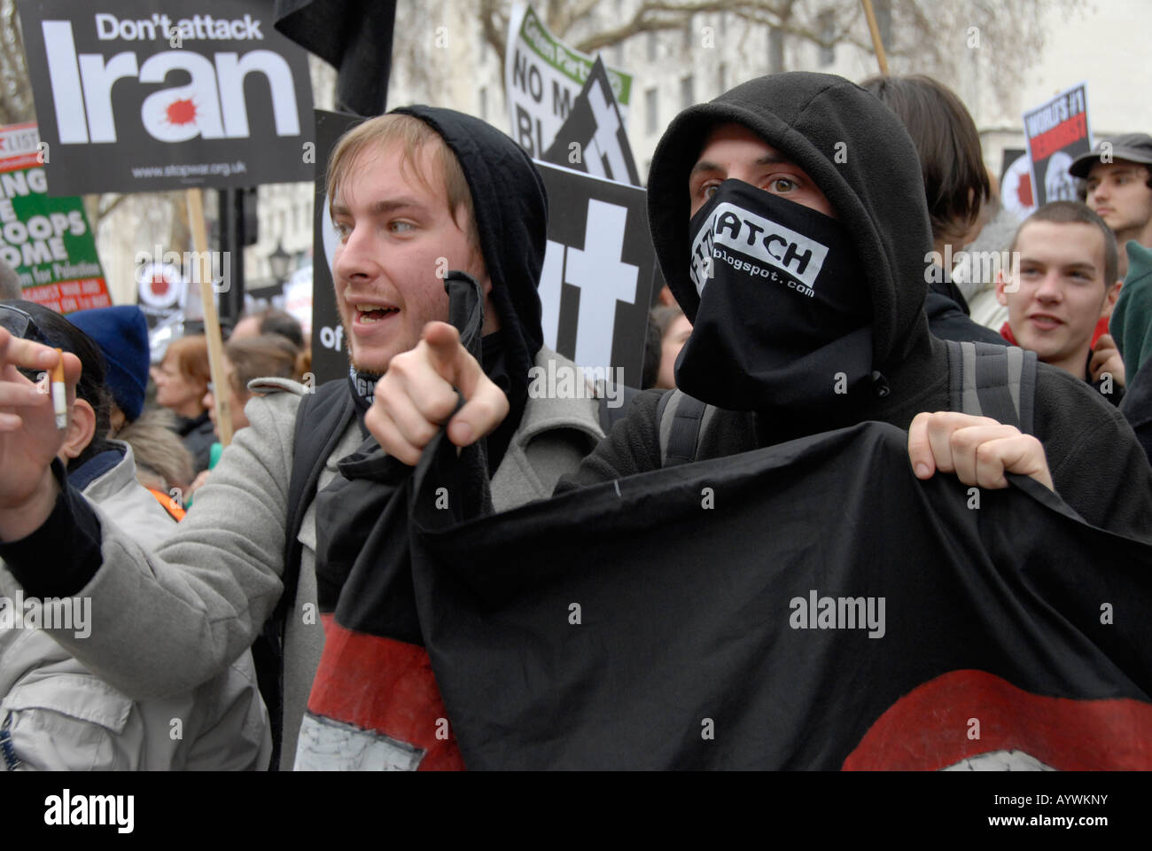 Federazione Anarchica gruppo classe la guerra a fermare la guerra demo 15 marzo 2008. Foto Stock