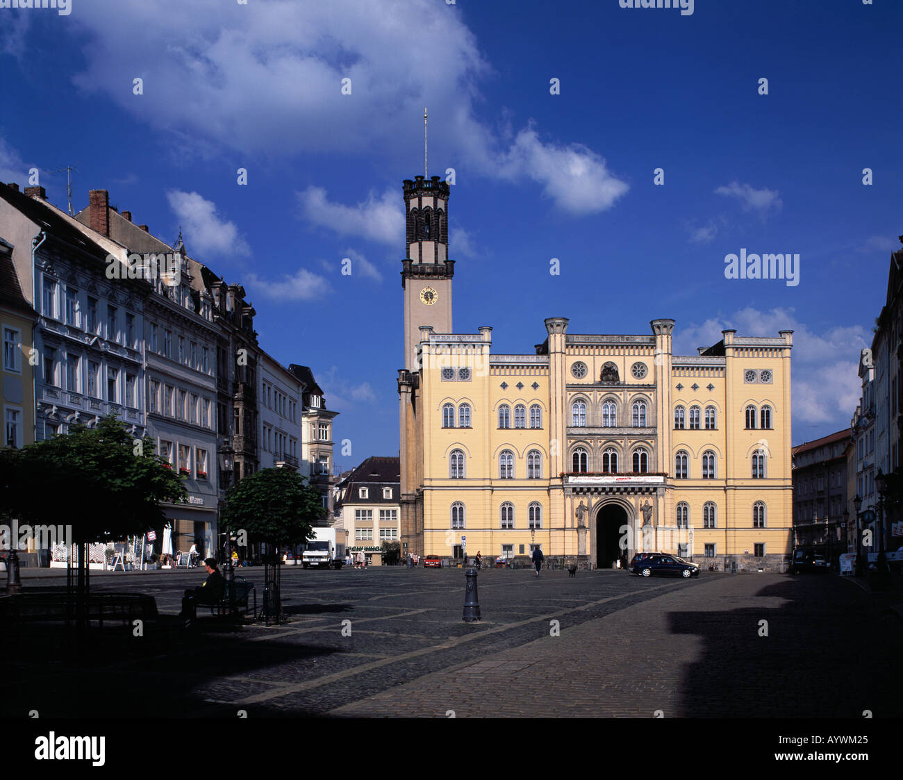 Marktplatz und Rathaus, Italienische Renaissance, Zittau, Oberlausitz, Sachsen Foto Stock