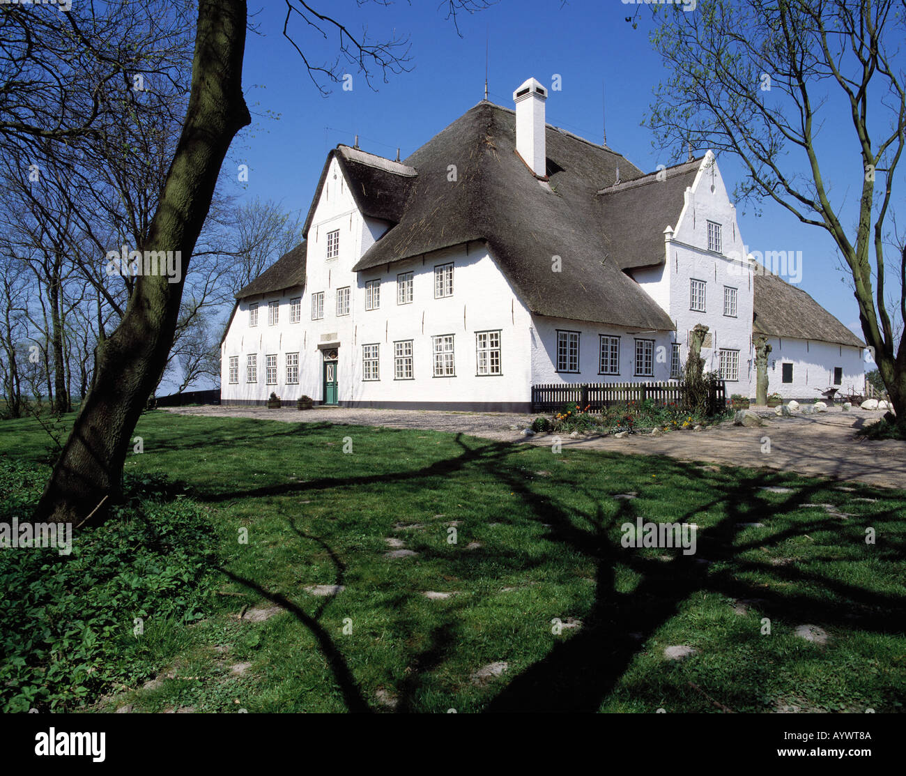 Bauernhaus Roter Haubarg in Simonsberg, Eiderstedt, Nordsee, Schleswig-Holstein Foto Stock