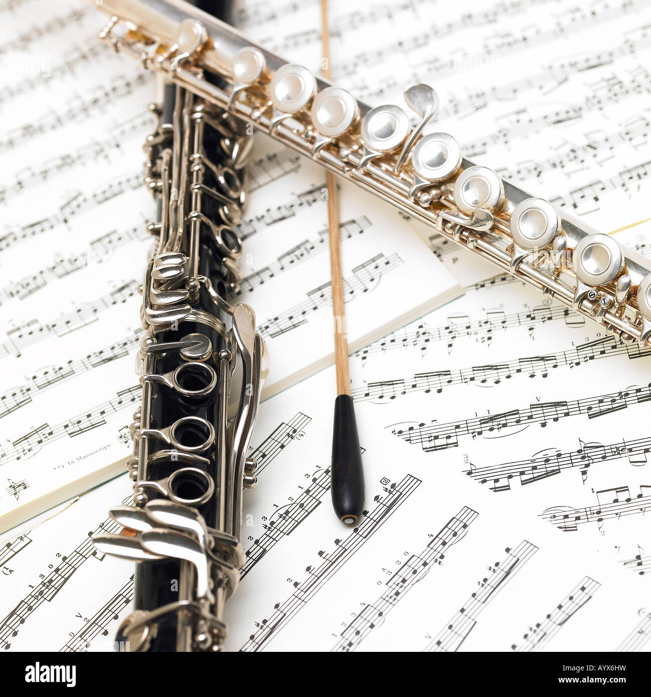 Per flauto e clarinetto sullo spartito musicale Foto Stock
