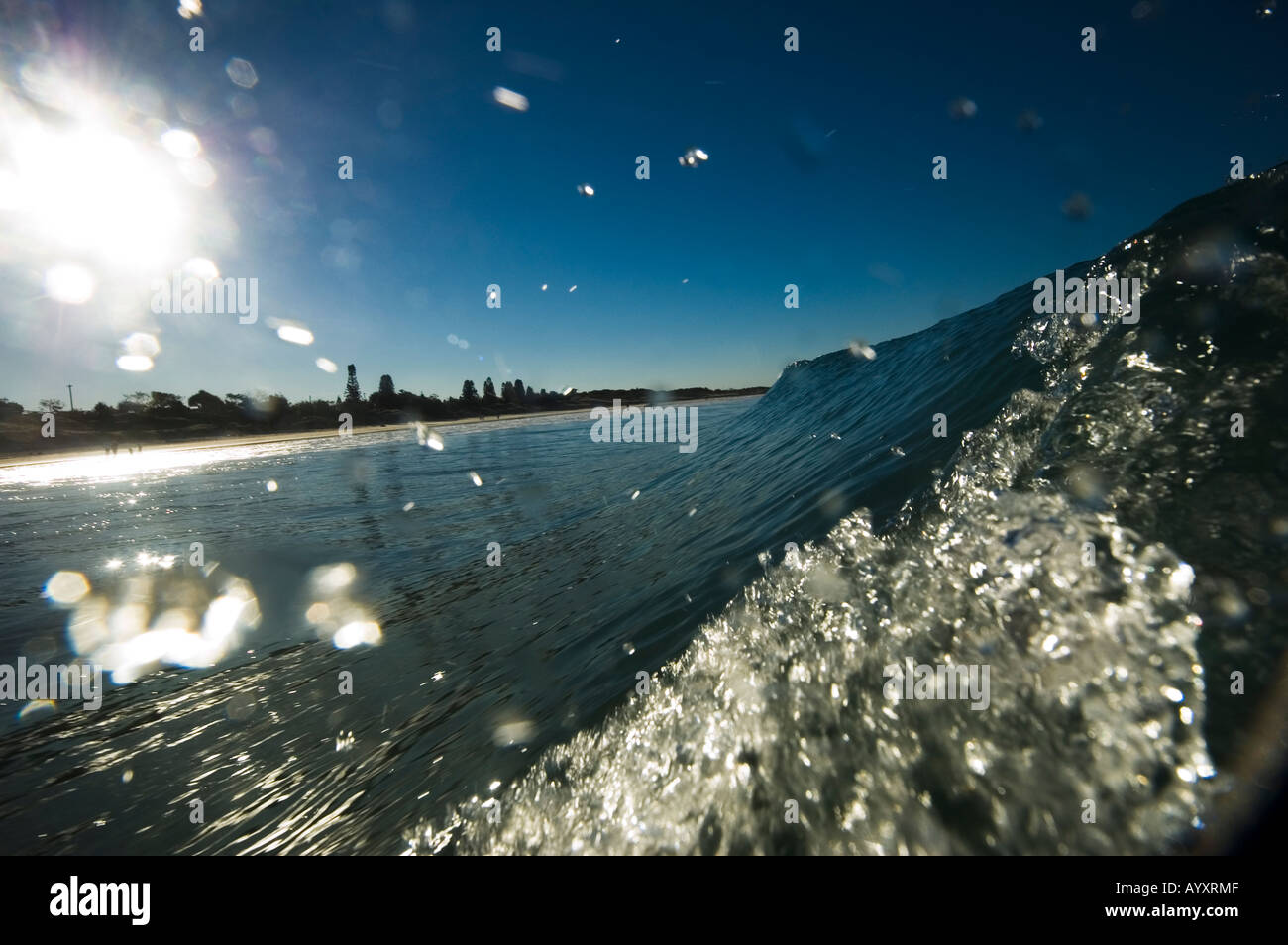 Onda di acqua e Coolum beach Queensland Australia Foto Stock