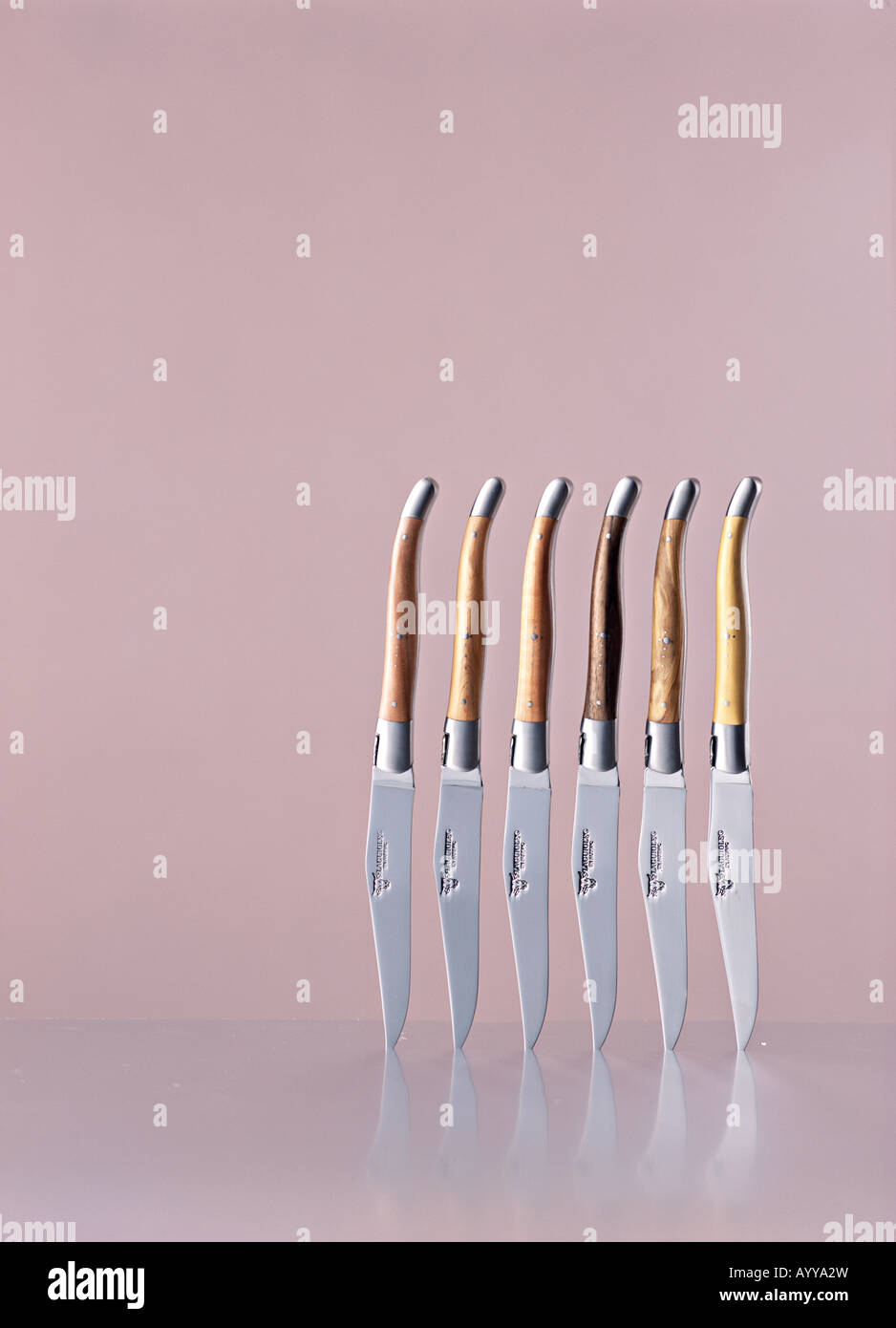 Sei coltelli Laguiole Set coltello da tasca francese famoso Foto Stock