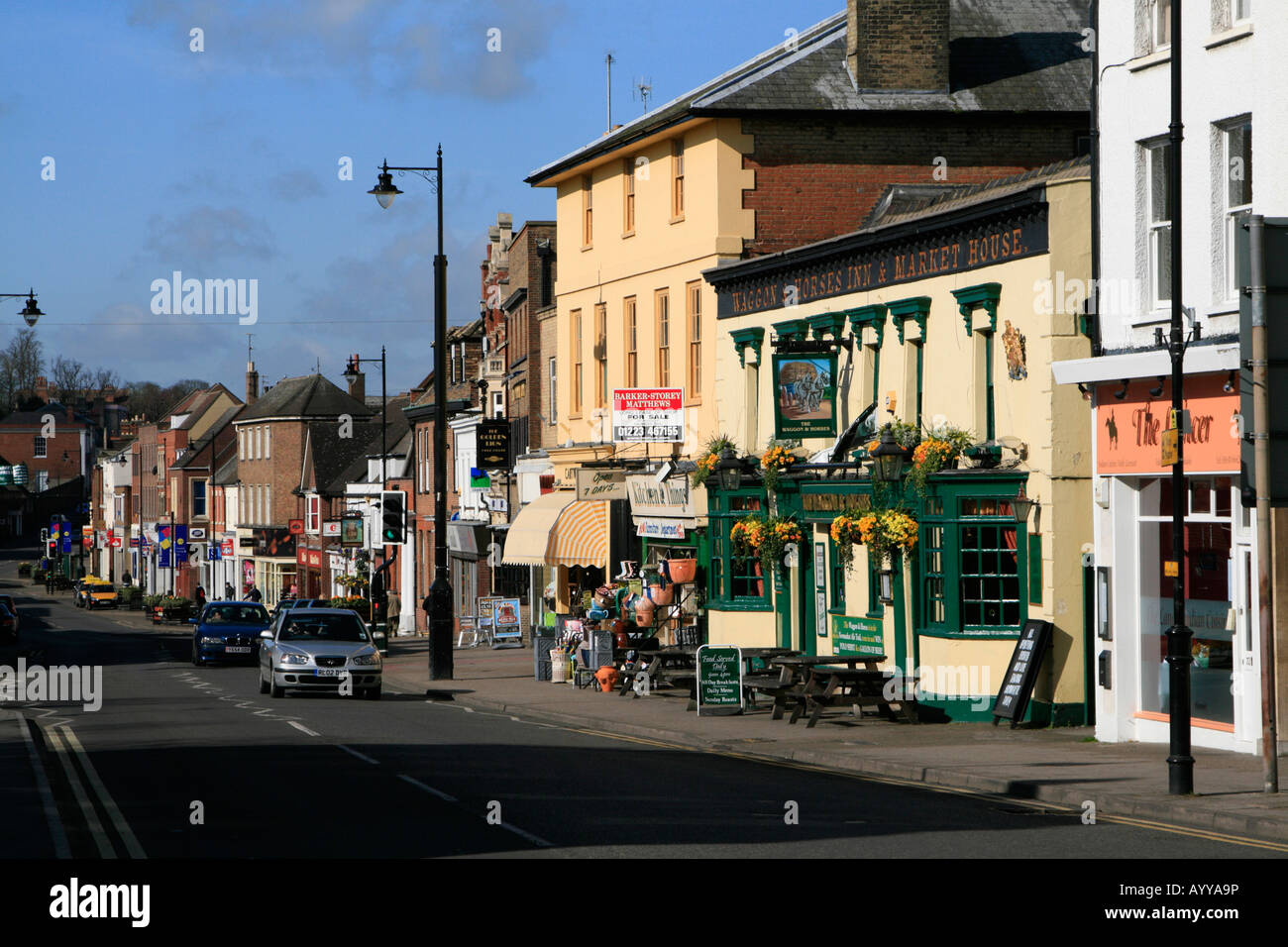 Newmarket town center high street suffolk England Regno unito Gb Foto Stock