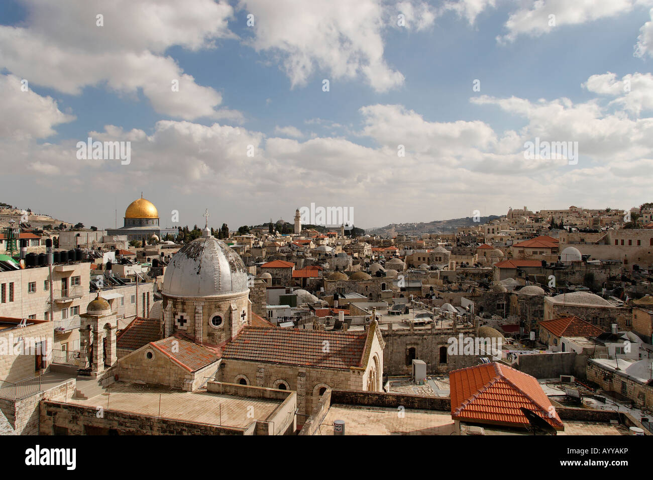 Israele Gerusalemme Vista della vecchia città dall'Ospizio austriaco Foto Stock