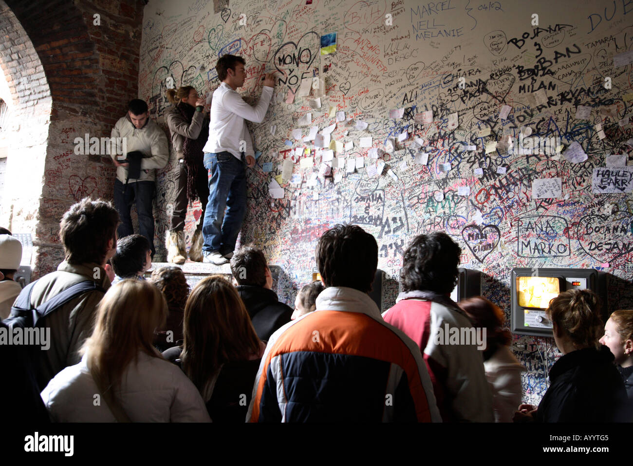 Romantico graffitti a Giulietta s House Verona Veneto Italia Foto Stock