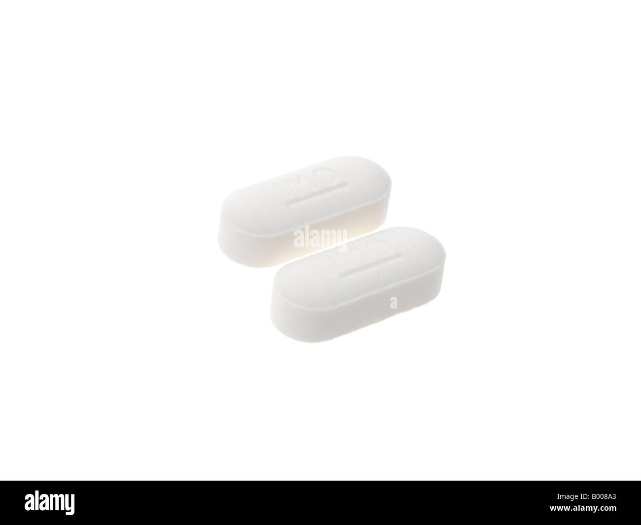 Medicina sanitaria Antibiotici trattamento farmaci, compresse o capsule, senza persone, isolato su bianco Foto Stock