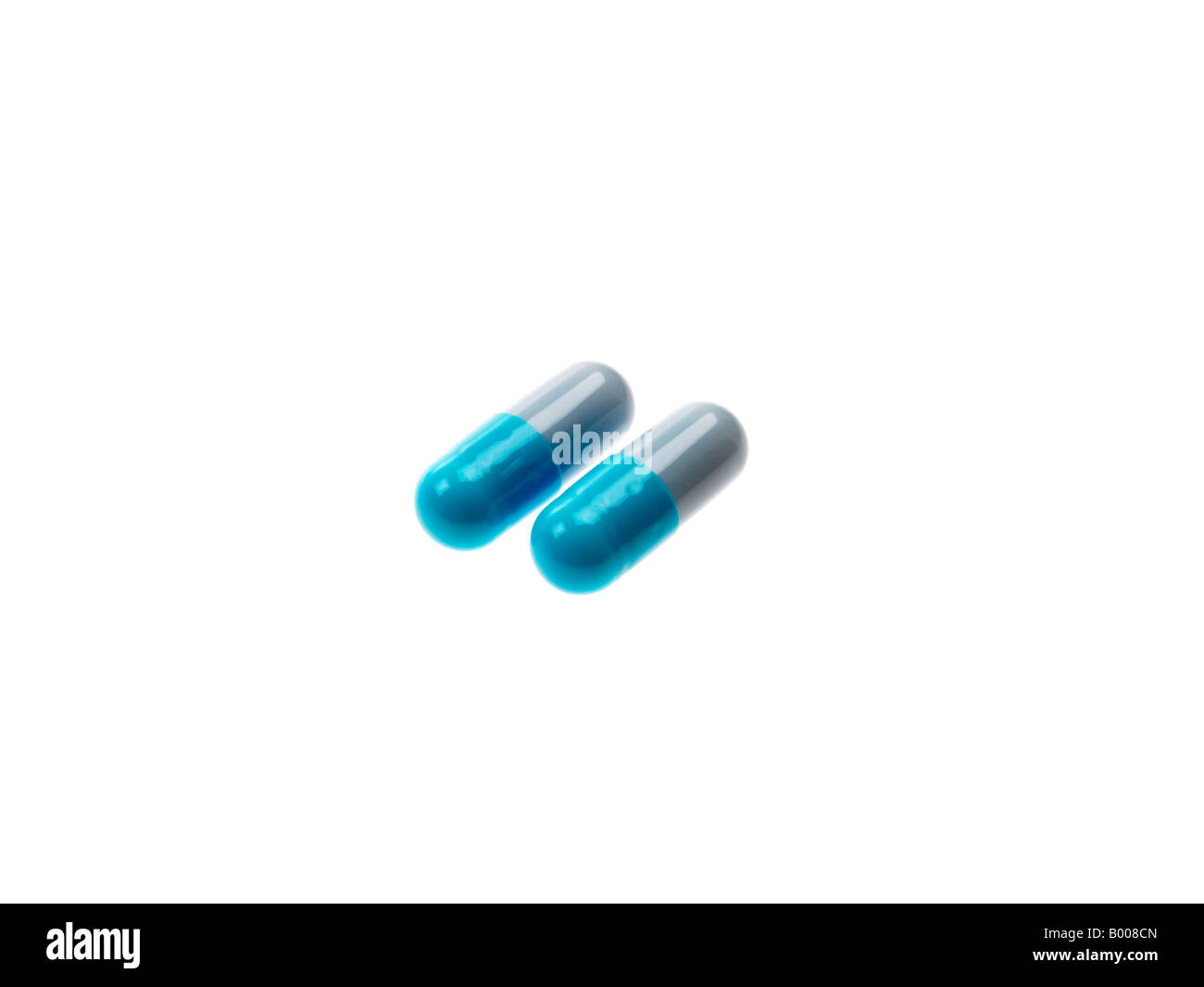 Medicina sanitaria Antibiotici trattamento farmaci, compresse o capsule, senza persone, isolato su bianco Foto Stock