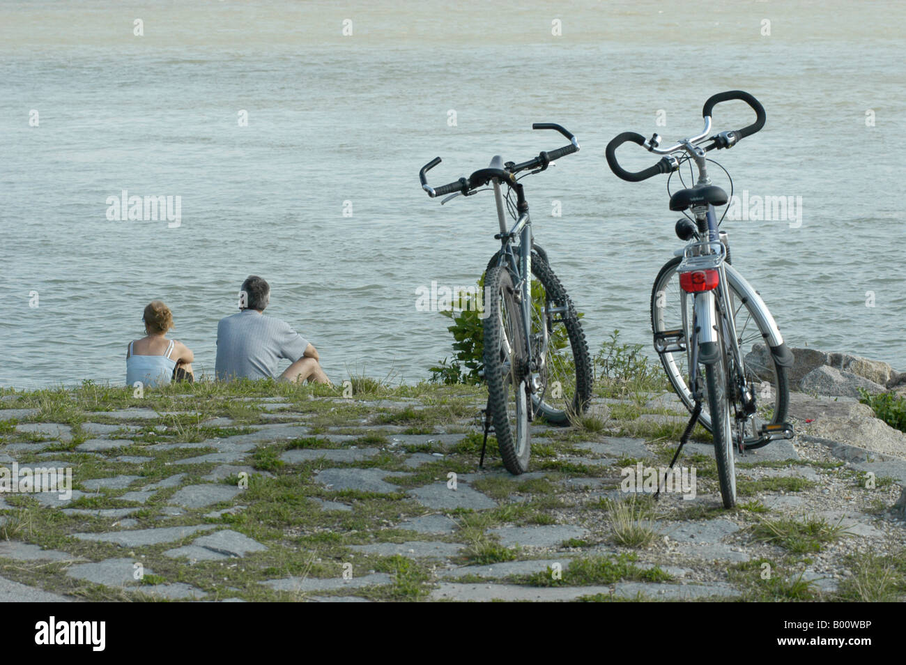 In bicicletta sull'isola del Danubio, Foto Stock