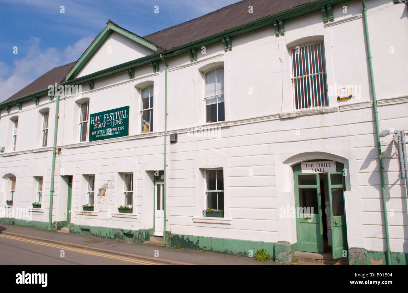 Il Drill Hall in Hay on Wye Powys Wales UK UE dove il Festival di fieno si trova l'ufficio Foto Stock