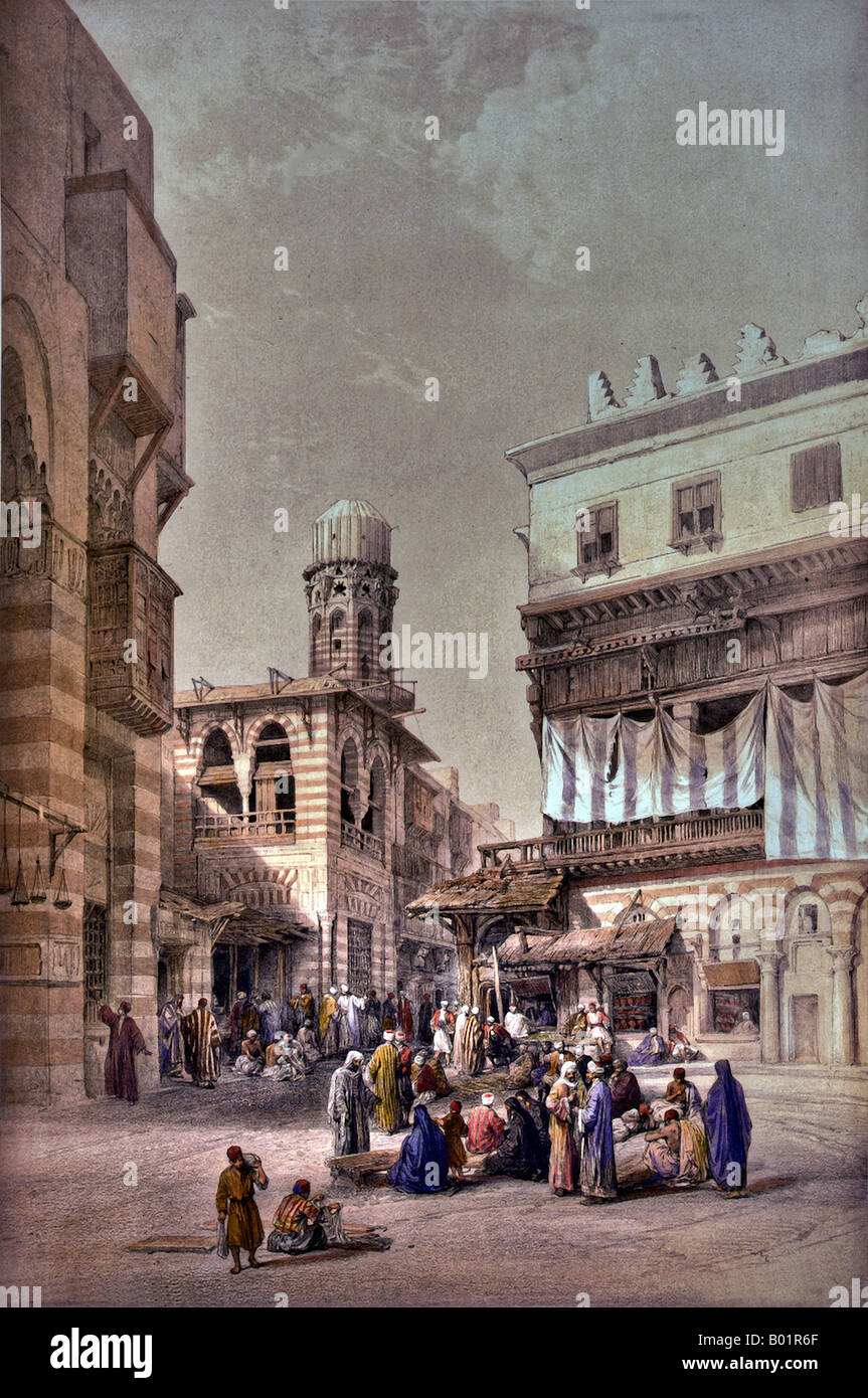 Bazaar del Cairo, 1830 a 1845 Foto Stock