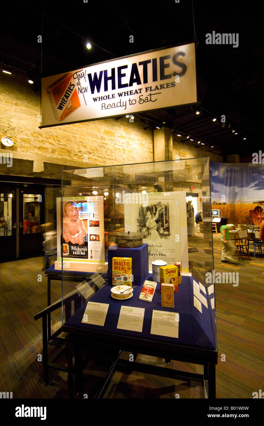 Mostra di cereali Wheaties presso il Mulino del Museo della Città di Minneapolis Minnesota Foto Stock