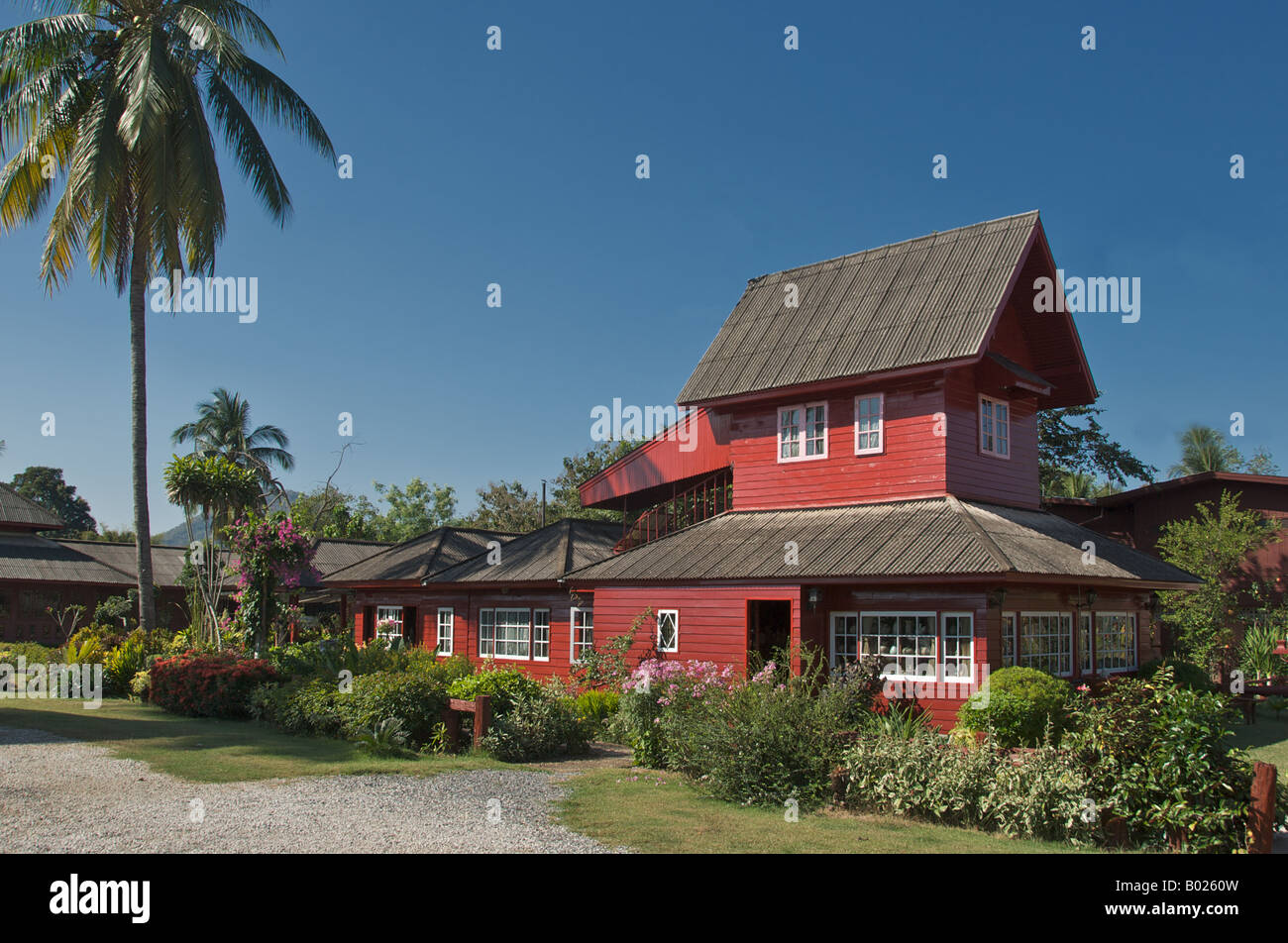 Red Timber house Si Satchanalai Sukhothai provincia della Thailandia Foto Stock