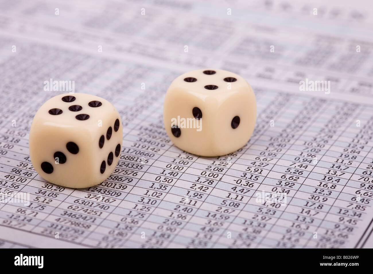 Borsa in un giornale e dice - il gioco d'azzardo Foto Stock