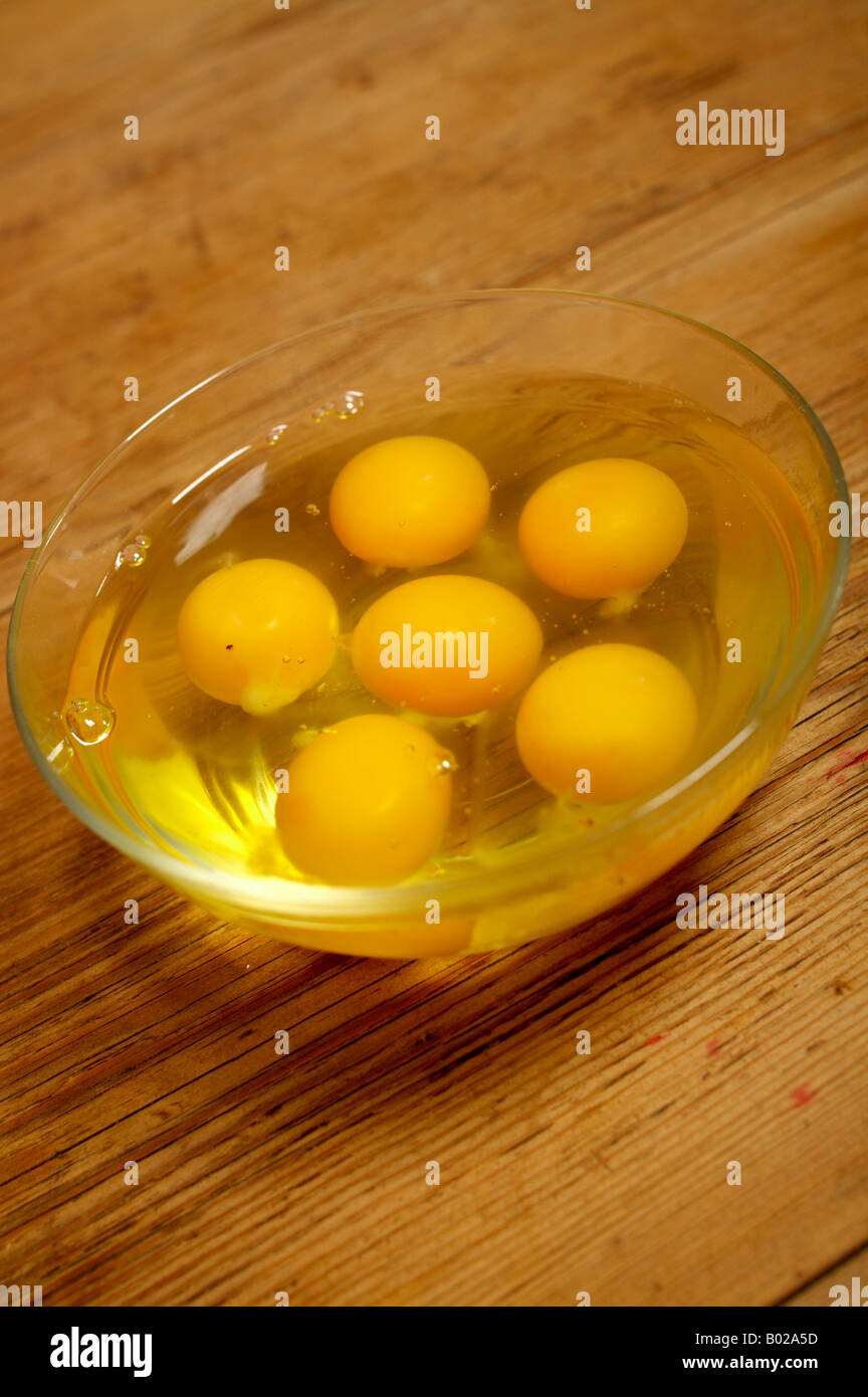 Uovo, uova, burro, home, tabella bowle, cucina,l'ingrediente Foto Stock