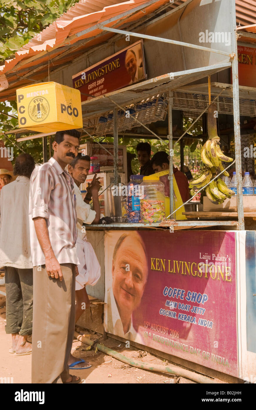 Laiju Palatty's Ken Livingstone Coffe Shop, principale Molo, Cochin, Kerala, India Foto Stock