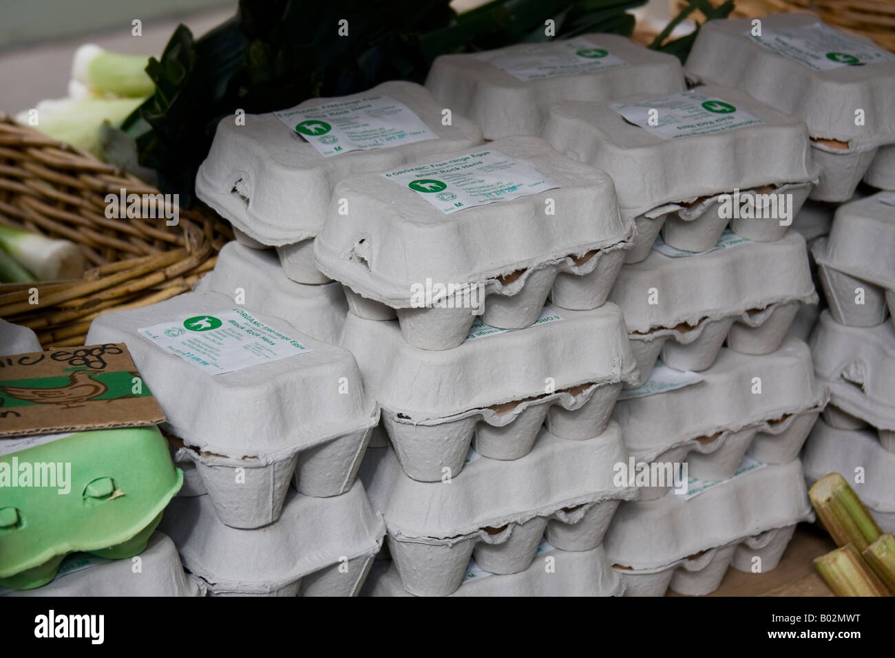 Organici gamma gratis uova, Mercato di Norwich - Norfolk Foto Stock