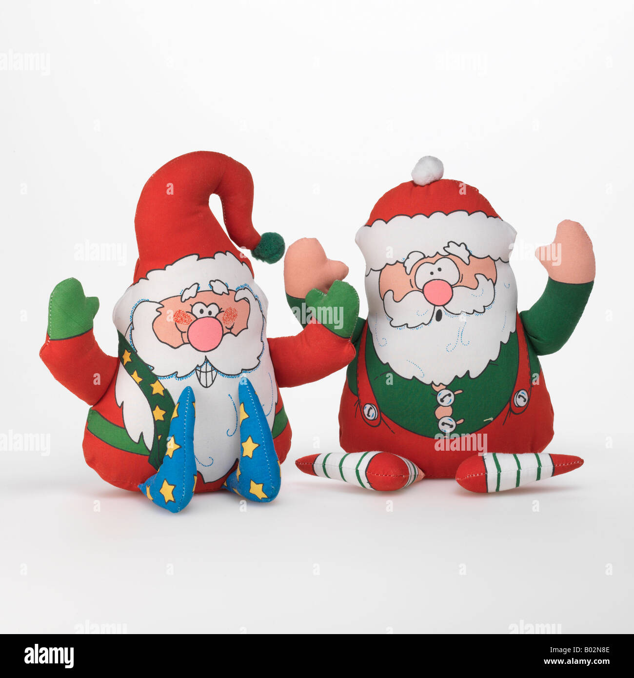 Babbo Natale Natale elf giocattoli su sfondo bianco Foto Stock