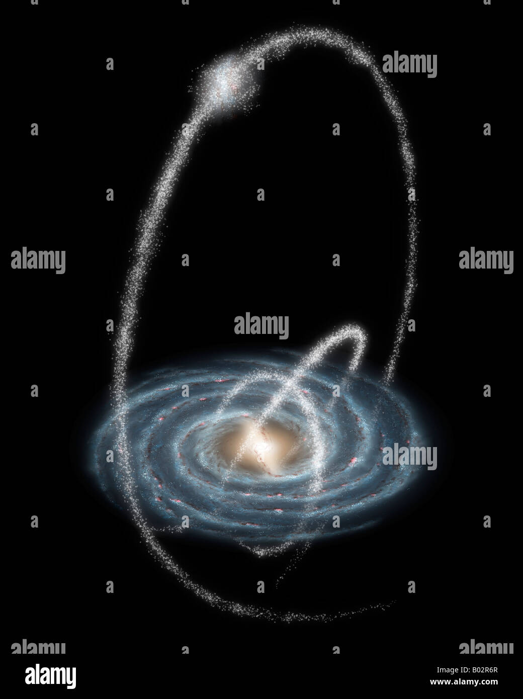 La formazione di archi flussi oltre la Via Lattea Foto Stock