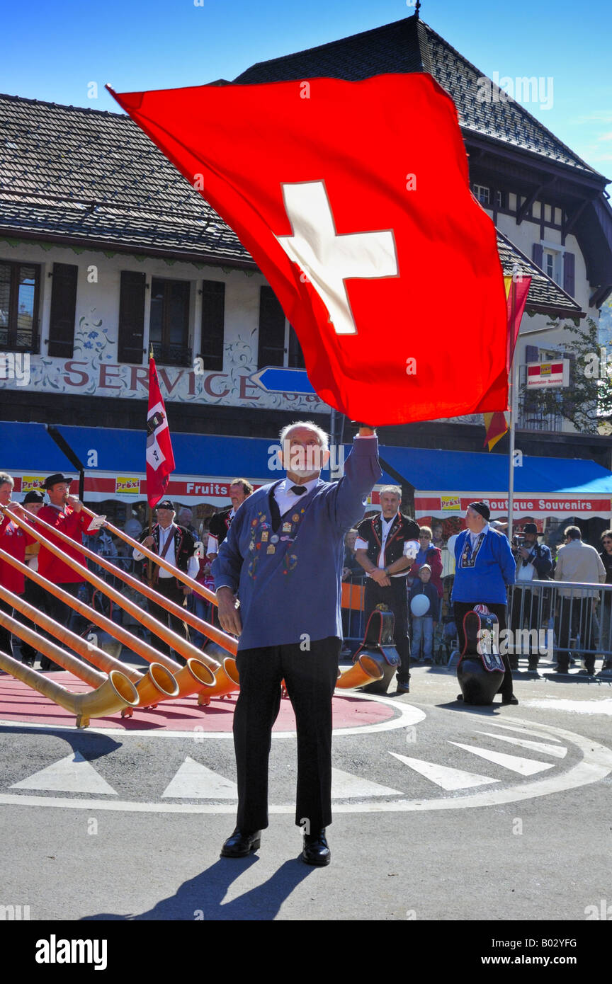 Bandiera svizzera-thrower Foto Stock
