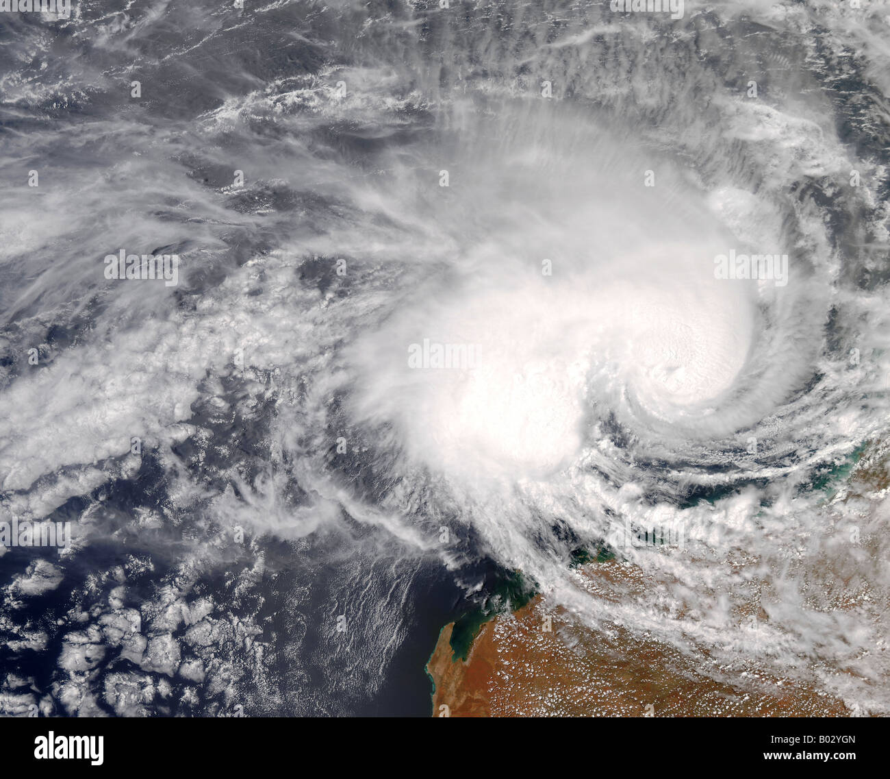 Ciclone tropicale Nicholas off Australia alle 06:15 UTC di Febbraio 16, 2008. Foto Stock