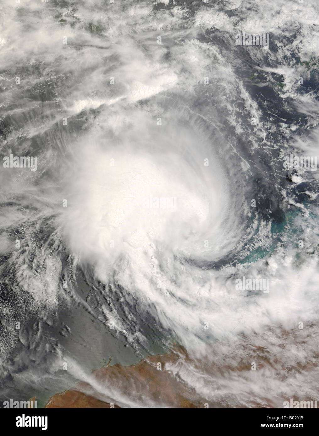 Ciclone tropicale Nicholas avvicinando l'Australia a 02:40 UTC del 15 febbraio 2008. Foto Stock