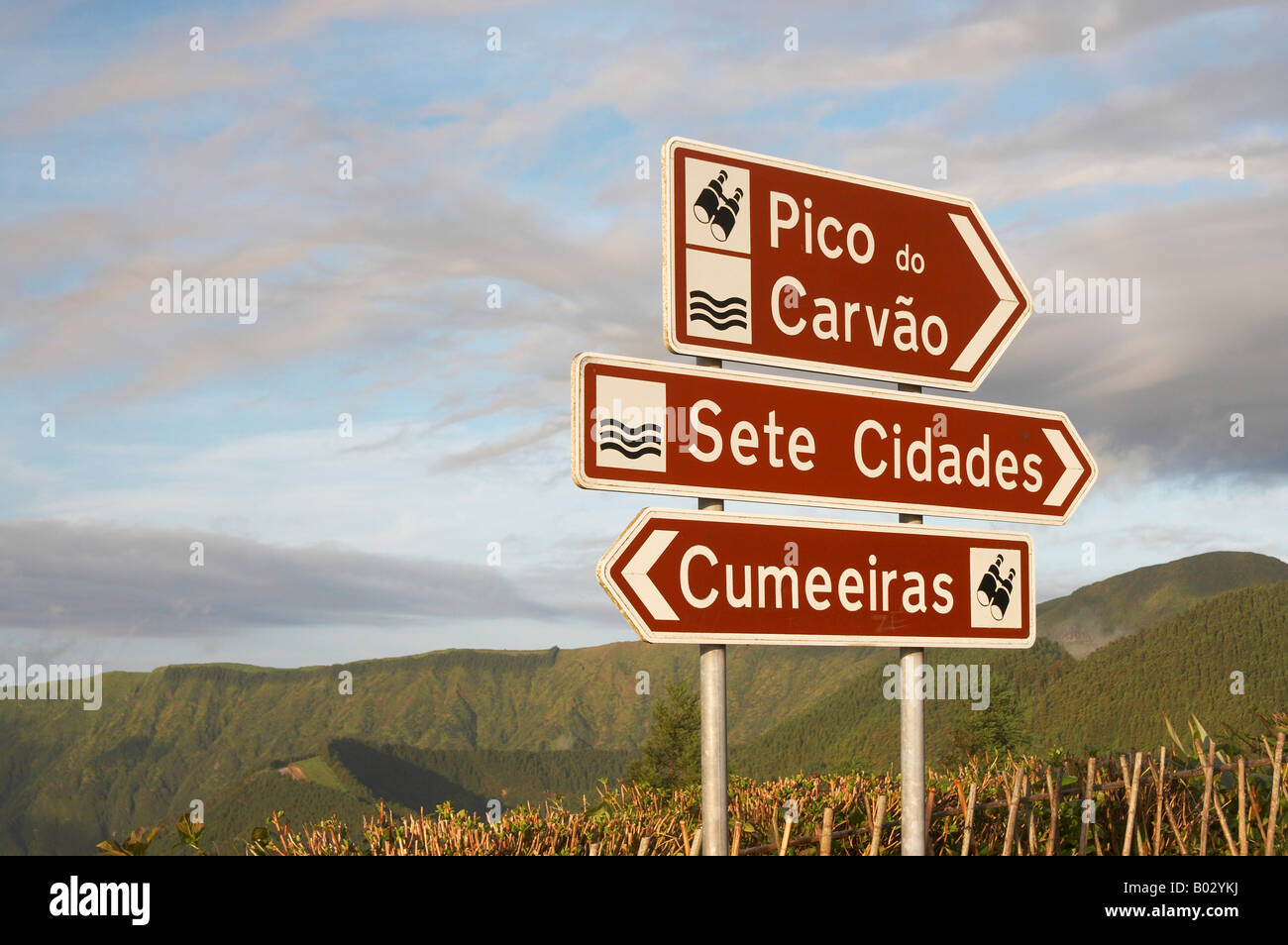 Azzorre, cartello vicino a Sete Cidades, isola Sao Miguel. Foto Stock