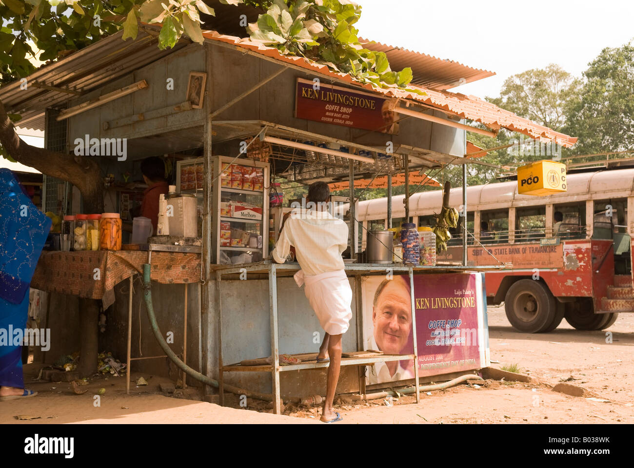 Laiju Palatty's Ken Livingstone Coffe Shop, principale Molo, Cochin, Kerala, India Foto Stock