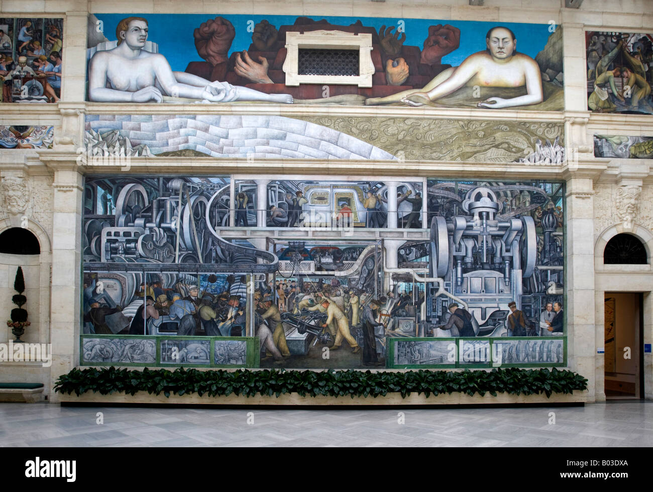 Diego Rivera mural parete sud Detroit Institute of Arts Foto Stock