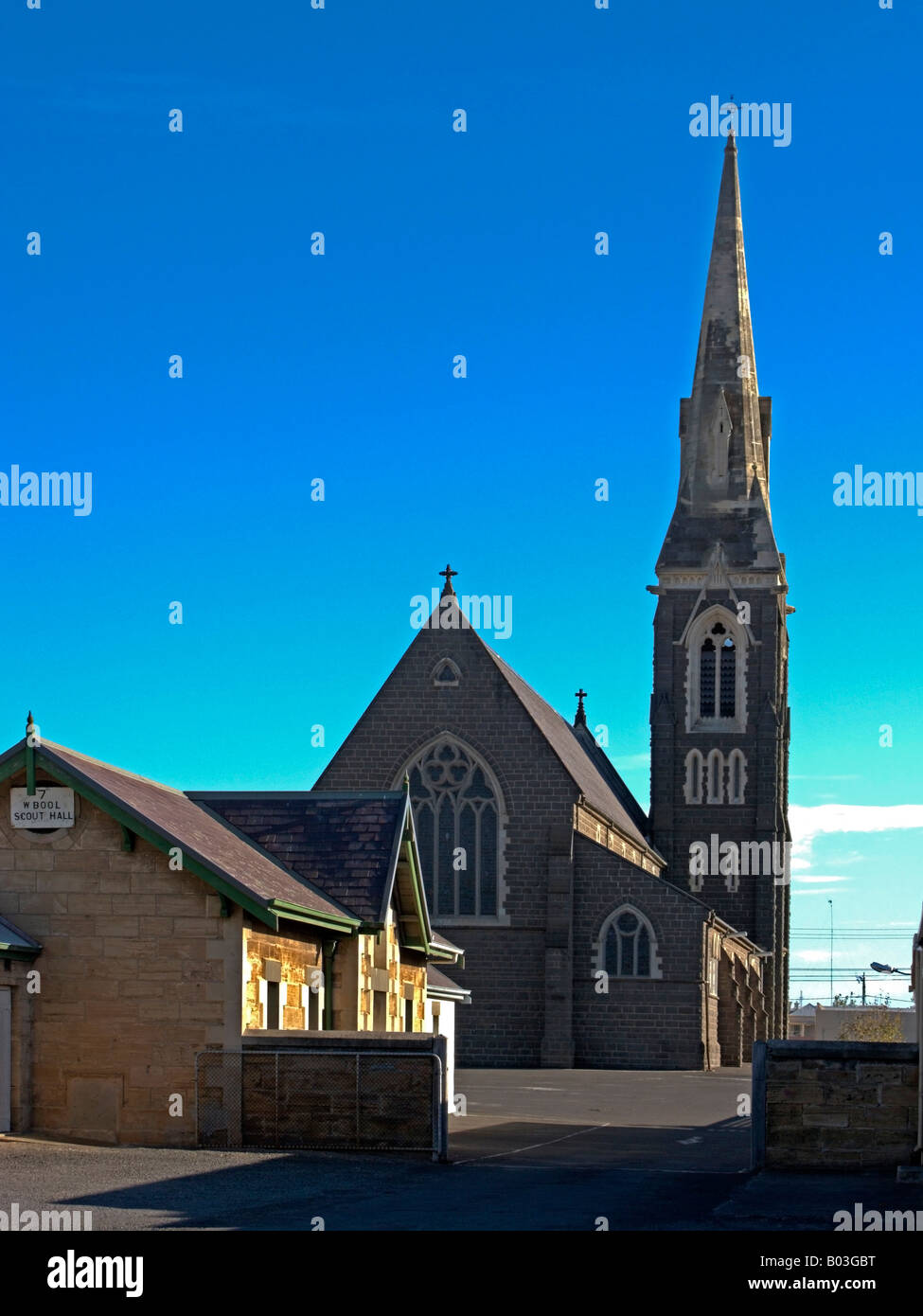 La Scout hall e chiesa, Warrnambool Foto Stock