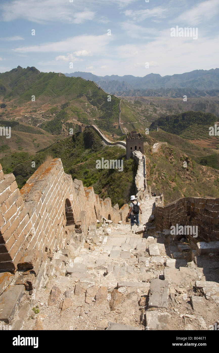 La Grande Muraglia Jinshanling da a Simatai, Cina Foto Stock
