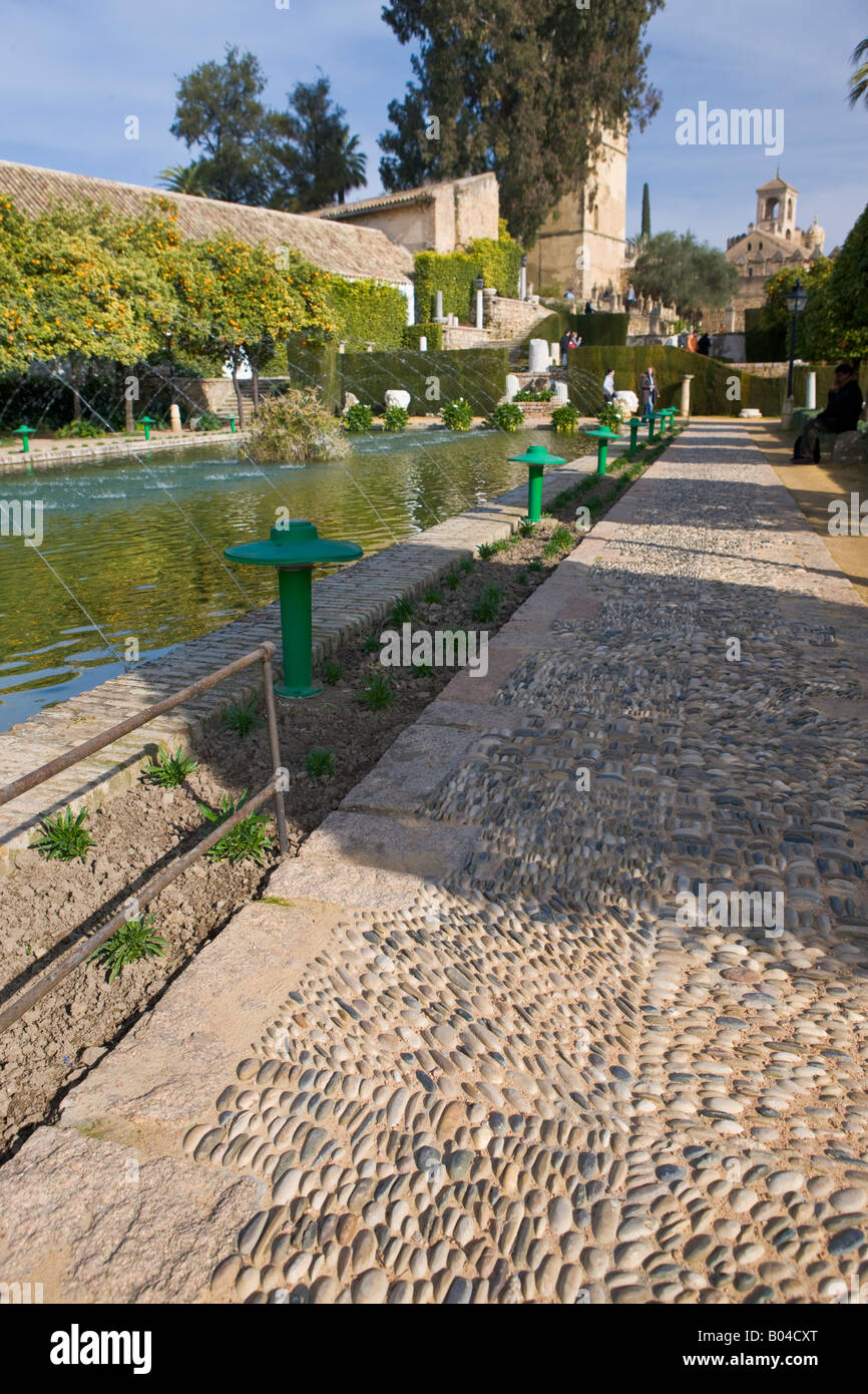 Giardini dell'Alcazar de los Reyes Cristianos (Castello dei monarchi cristiani), città di Cordoba, Patrimonio Mondiale dell UNESCO Foto Stock