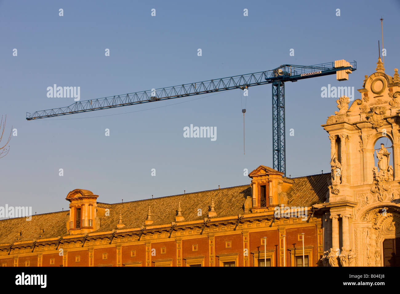 Palacio de San Telmo (San Telmo's Palace) al tramonto, città di Siviglia (Siviglia), provincia di Siviglia, in Andalusia (Andalucia). Foto Stock