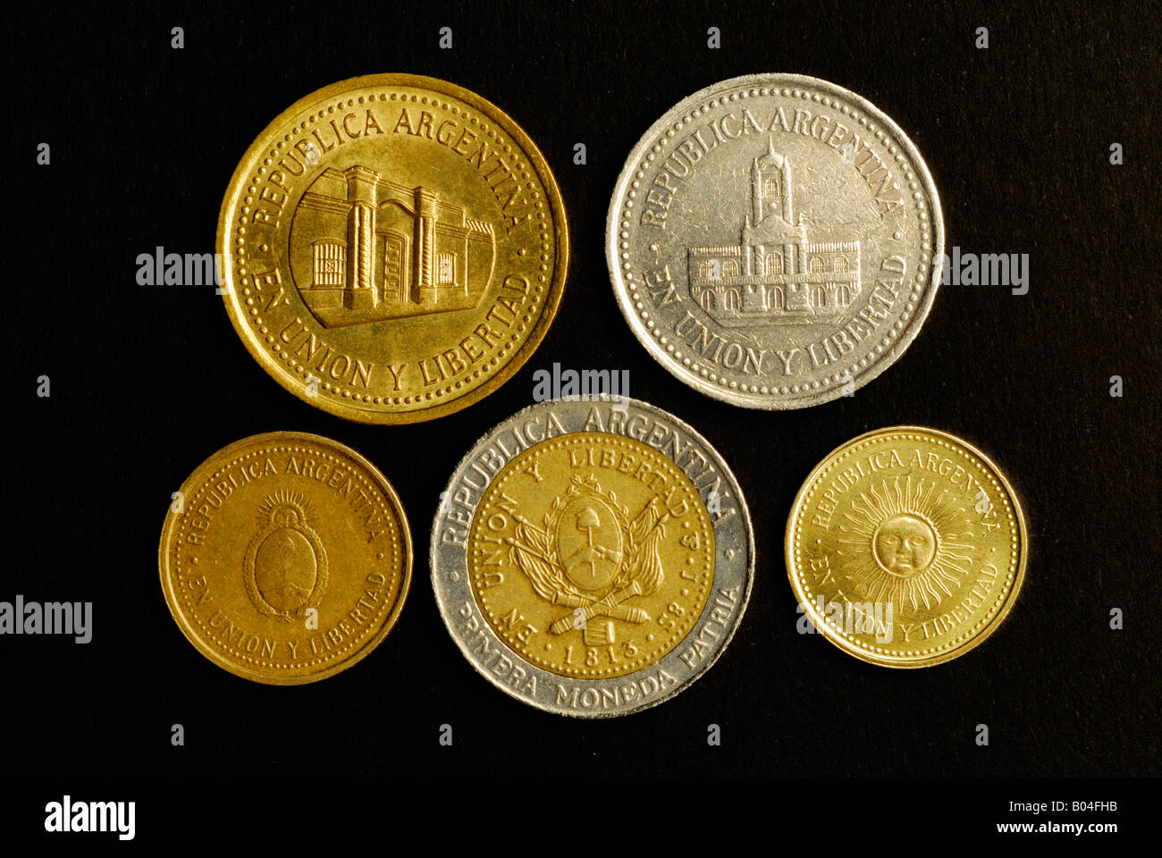 Serie di monete in Argentina (complementare) Foto Stock