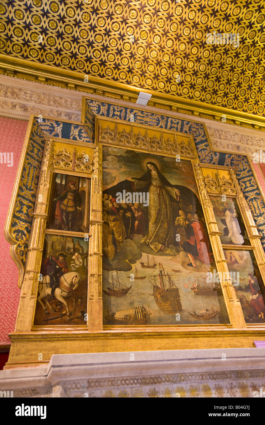 Immagine della Virgen de los Navegantes, Cuarto del Almirante, Reales Alcazares- Sito Patrimonio Mondiale dell'UNESCO Foto Stock