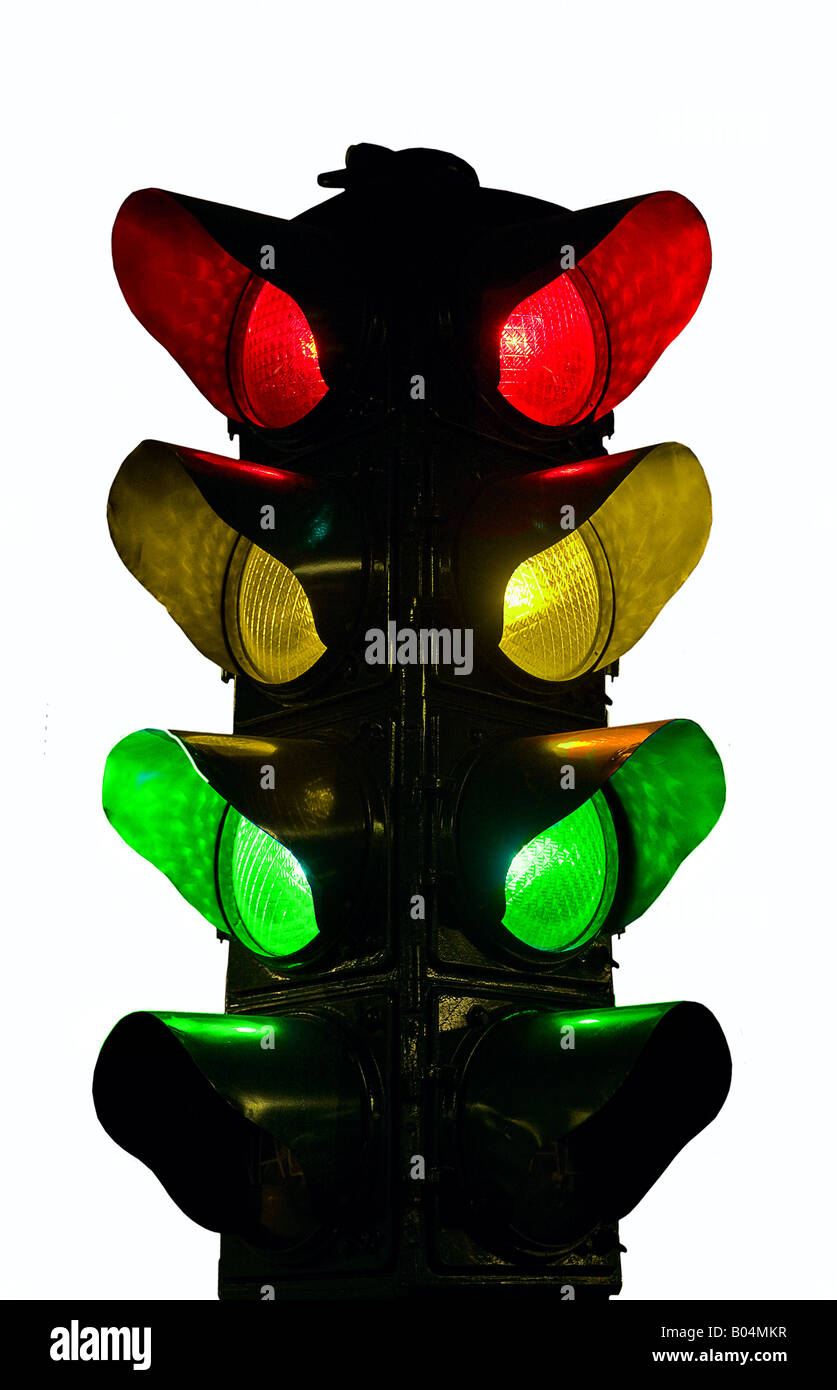 Immagine di un traffico di antiquariato luce segnale Foto Stock