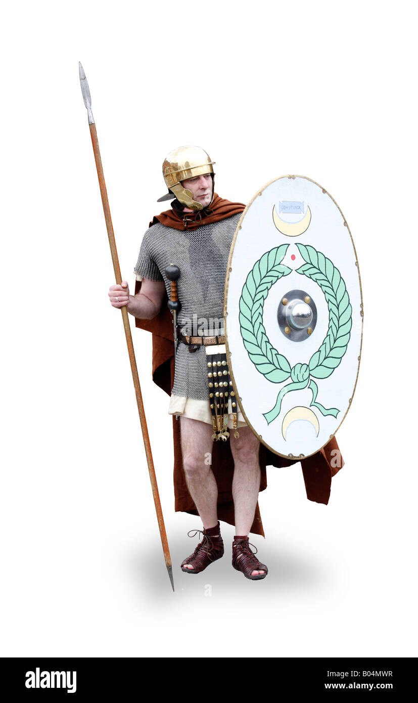 Gloucester attraverso le epoche storiche ri emanazione gruppo soldato romano ausiliare Foto Stock