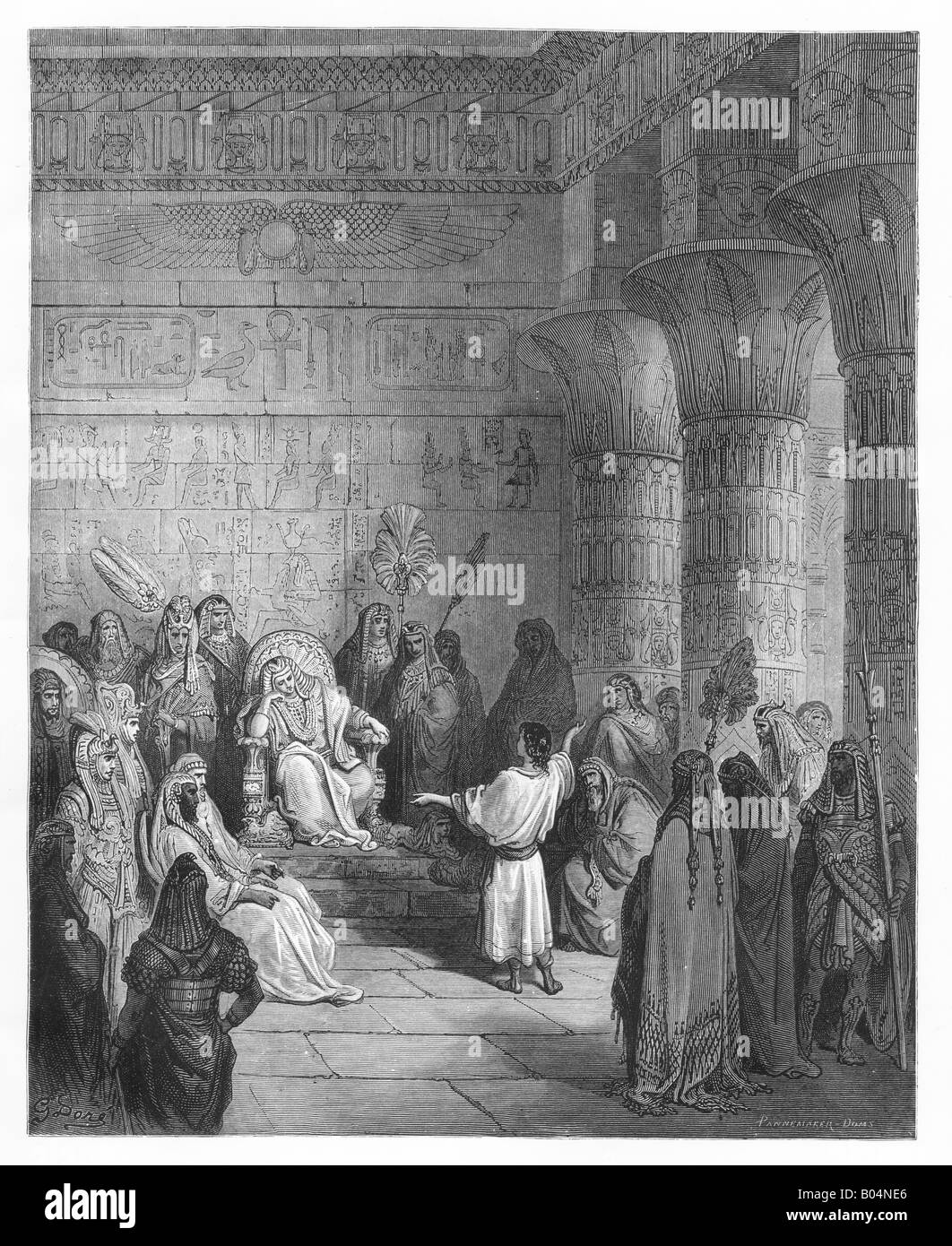 Joseph interpreta il sogno del Faraone. Incisione dopo Gustave Dore Foto Stock