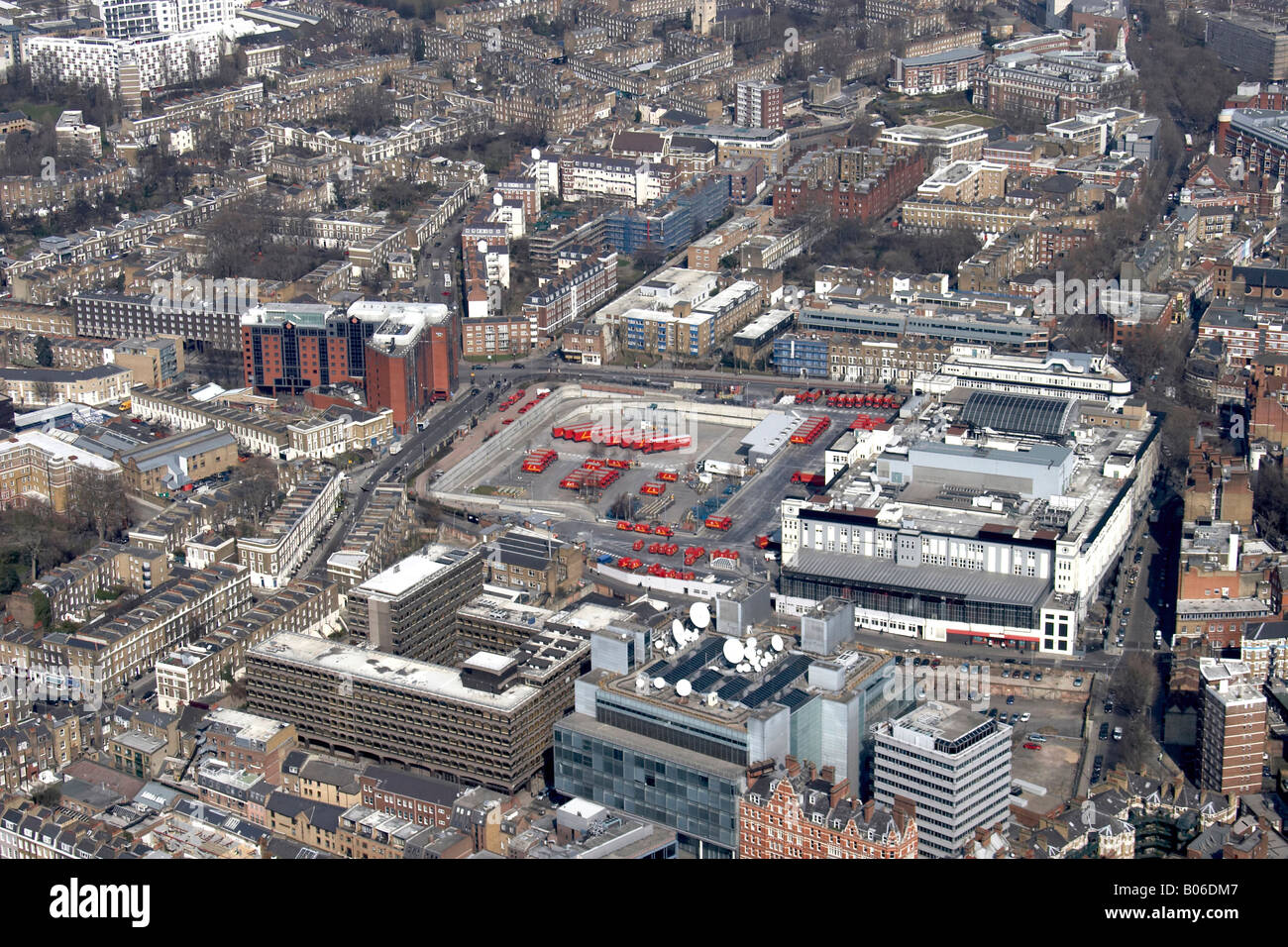 Vista aerea del Nord britannico Museo Postale e Archivio luogo Phoenix Islington London EC1 England Regno Unito alto livello obliqua Foto Stock
