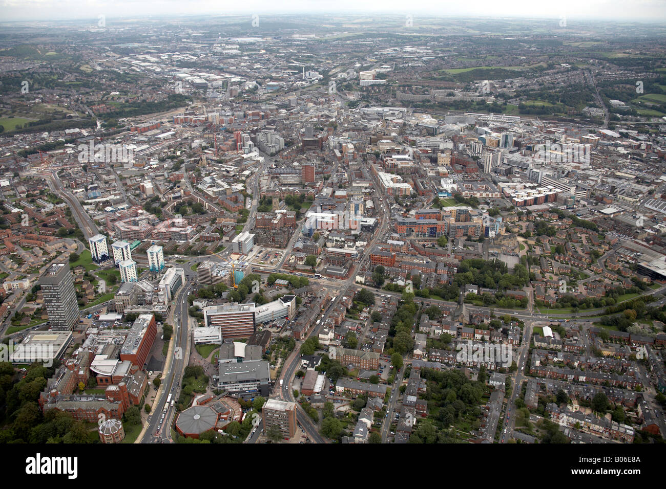 Vista aerea del nord est dell'Università di Sheffield Brook Hill e il centro città S10 S1 South Yorkshire Foto Stock