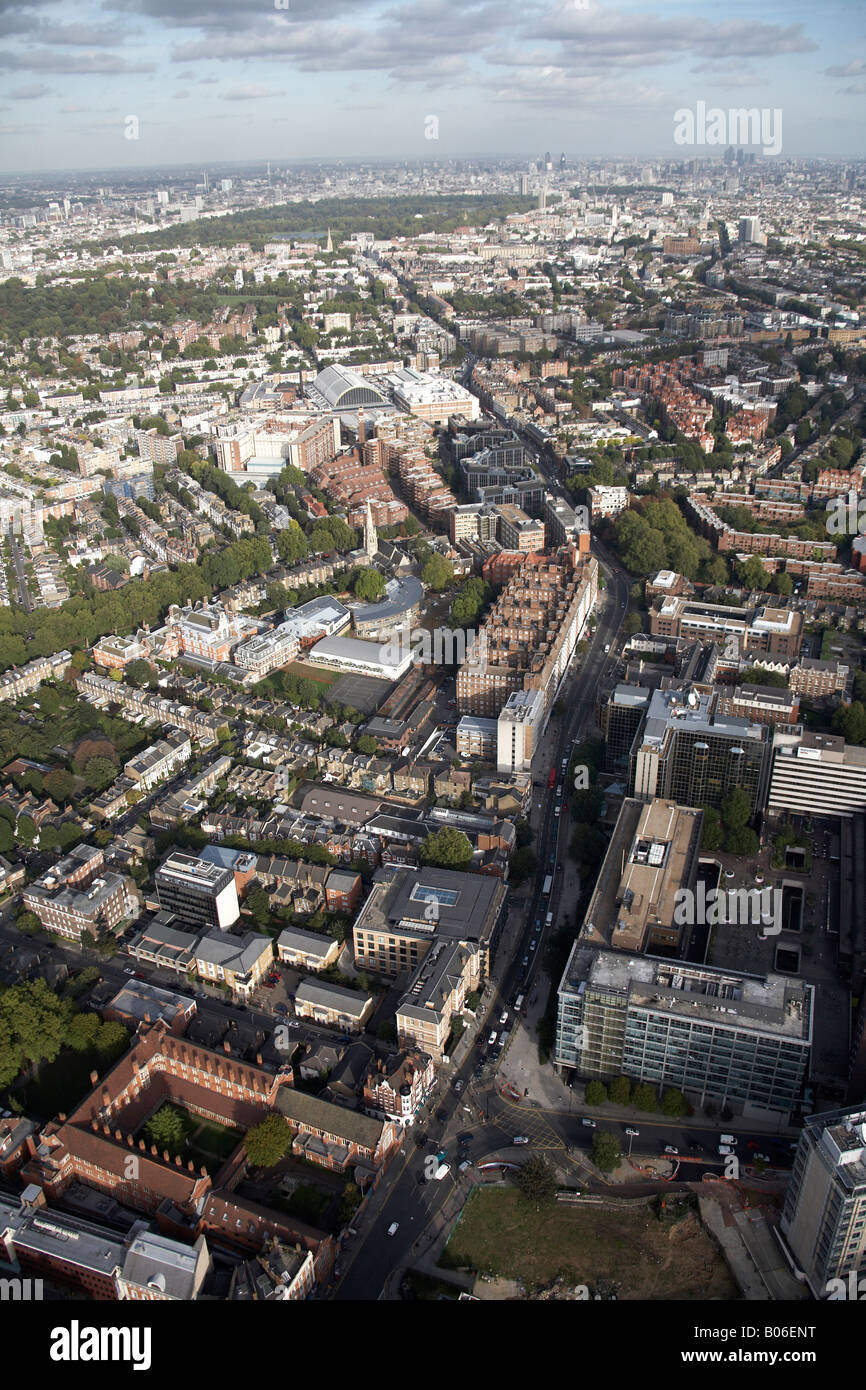 Vista aerea del nord est di Kensington Olympia Hammersmith Road edifici extraurbani West Kensington London W6 W14 Inghilterra REGNO UNITO Foto Stock