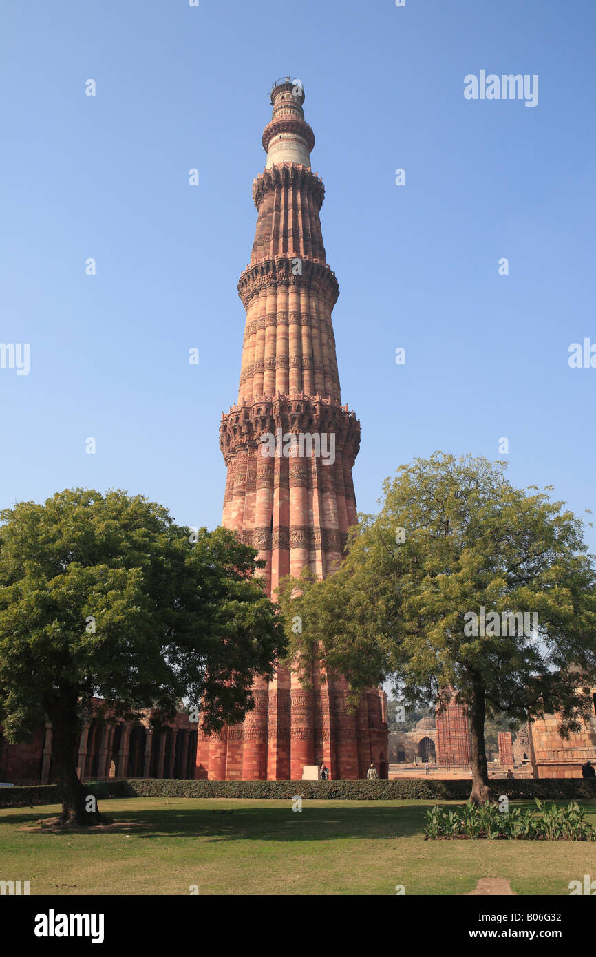 Minareto Qutb Minar (1200), Delhi, India Foto Stock