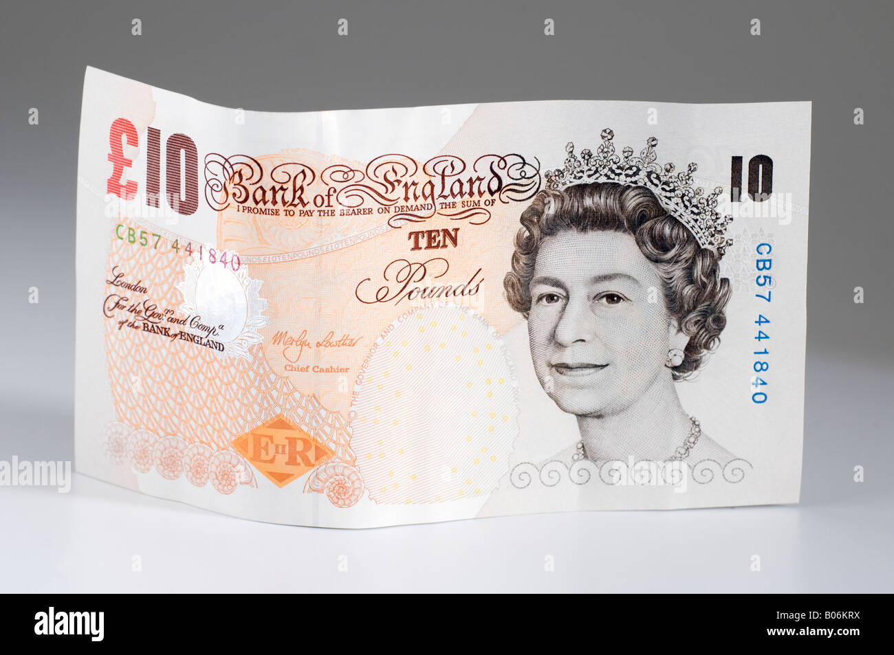 British 10 pound nota. Solo uso editoriale Foto Stock